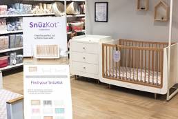 snuzcot FSDU freestanding display unit in Mothercare