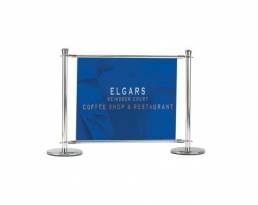 Cafe banners for exterior signage, barriers, segregation, advertising