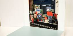 Glass and acrylic countertop display unit produced for Elemis