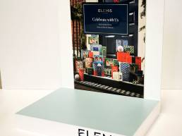 Glass and acrylic countertop display unit produced for Elemis